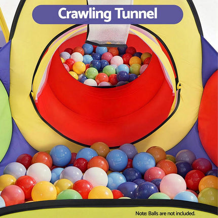 Keezi Kids Play Tent Pop Up Teepee Playhouse Ball Pit Crawl Tunnel Basketball Hoop.