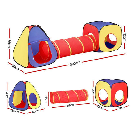 Keezi Kids Playhouse Play Tent Pop Up Teepee Castle Crawl Tunnel Outdoor Indoor Toys Children Gift.