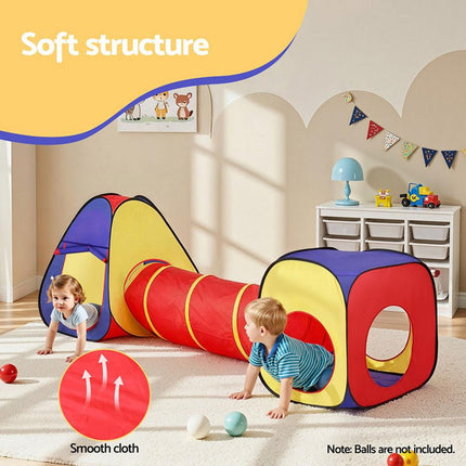 Keezi Kids Playhouse Play Tent Pop Up Teepee Castle Crawl Tunnel Outdoor Indoor Toys Children Gift.