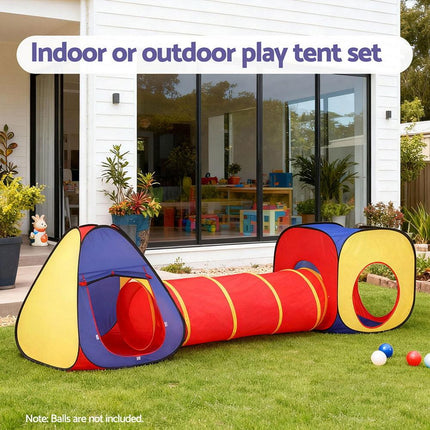 Keezi Kids Playhouse Play Tent Pop Up Teepee Castle Crawl Tunnel Outdoor Indoor Toys Children Gift.