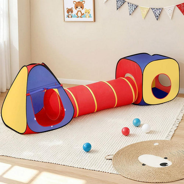 Keezi Kids Playhouse Play Tent Pop Up Teepee Castle Crawl Tunnel Outdoor Indoor Toys Children Gift.