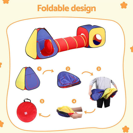 Keezi Kids Playhouse Play Tent Pop Up Teepee Castle Crawl Tunnel Outdoor Indoor Toys Children Gift.