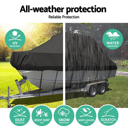 Seamanship Boat Cover 19-21ft Trailerable Jumbo Marine Grade Heavy Duty Black.