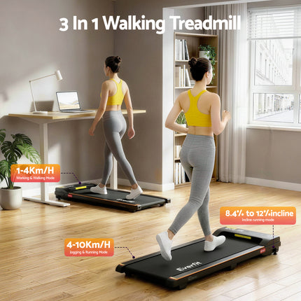 Everfit 3 in 1 Walking Pad Treadmill 12% Incline Under Desk Treadmills for Home Gym With 38cm Wide Belt.