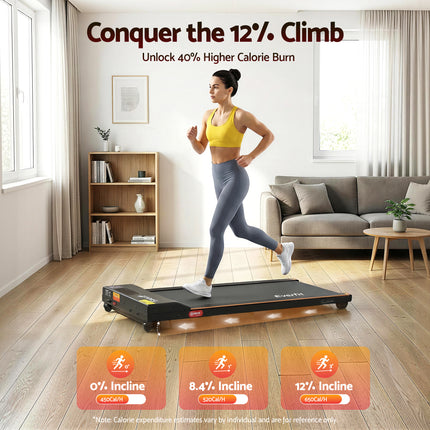 Everfit 3 in 1 Walking Pad Treadmill 12% Incline Under Desk Treadmills for Home Gym With 38cm Wide Belt.