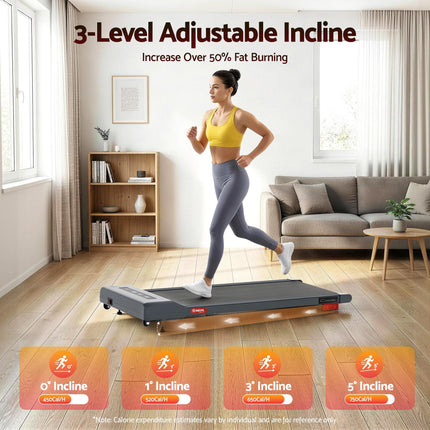 Everfit Treadmill Electric Walking Pad Incline Under Desk Home Gym 380mm Grey.