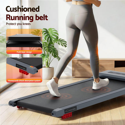 Everfit Treadmill Electric Walking Pad Incline Under Desk Home Gym 380mm Grey.