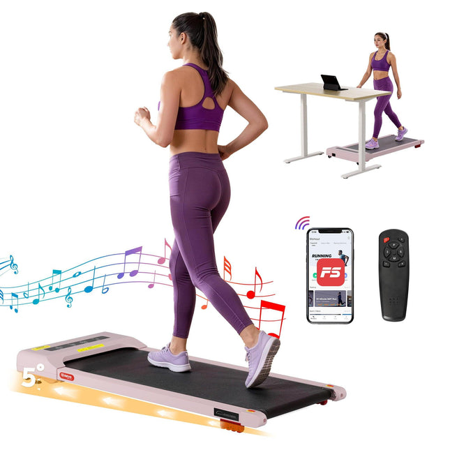 Everfit Treadmill Electric Walking Pad Incline Under Desk Home Gym 380mm Pink.