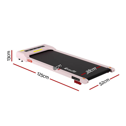 Everfit Treadmill Electric Walking Pad Incline Under Desk Home Gym 380mm Pink.