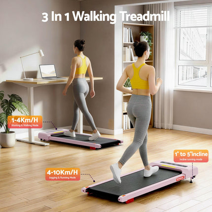 Everfit Treadmill Electric Walking Pad Incline Under Desk Home Gym 380mm Pink.