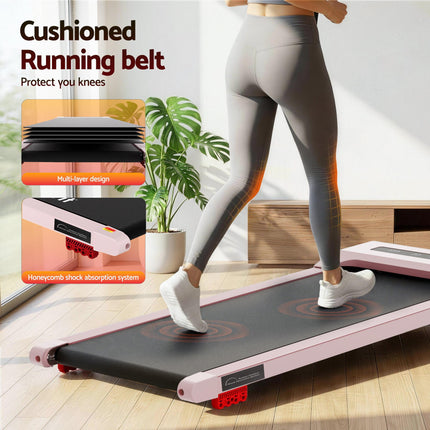 Everfit Treadmill Electric Walking Pad Incline Under Desk Home Gym 380mm Pink.