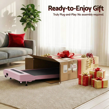 Everfit Treadmill Electric Walking Pad Incline Under Desk Home Gym 380mm Pink.