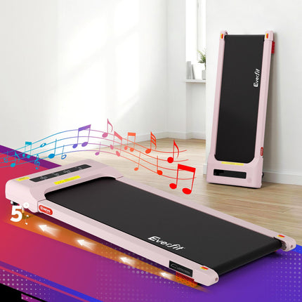 Everfit Treadmill Electric Walking Pad Incline Under Desk Home Gym 380mm Pink.