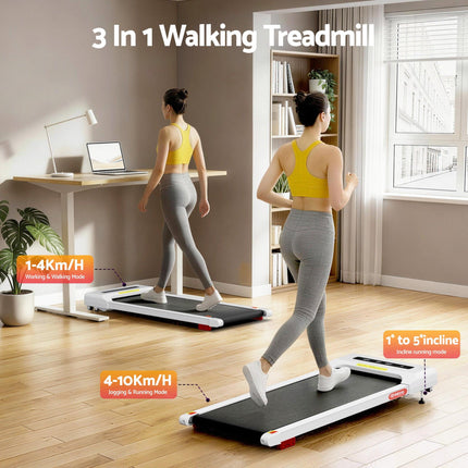Everfit Treadmill Electric Walking Pad Incline Under Desk Home Gym 380mm White.