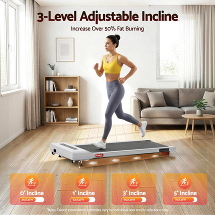 Everfit Treadmill Electric Walking Pad Incline Under Desk Home Gym 380mm White.