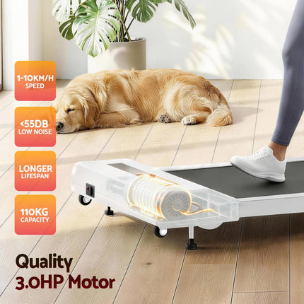 Everfit Treadmill Electric Walking Pad Incline Under Desk Home Gym 380mm White.