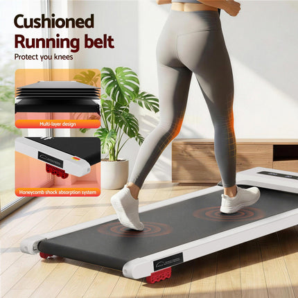 Everfit Treadmill Electric Walking Pad Incline Under Desk Home Gym 380mm White.