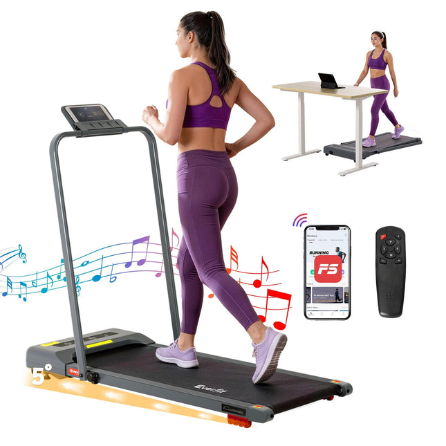 Everfit Treadmill Electric Walking Pad Incline Under Desk 380mm Grey.