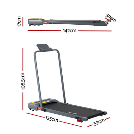 Everfit Treadmill Electric Walking Pad Incline Under Desk 380mm Grey.
