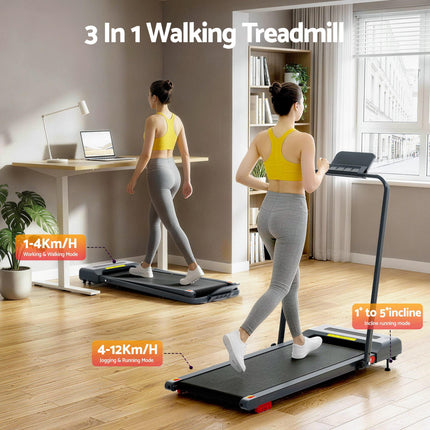Everfit Treadmill Electric Walking Pad Incline Under Desk 380mm Grey.