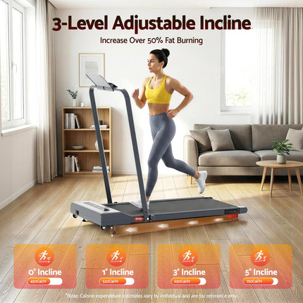 Everfit Treadmill Electric Walking Pad Incline Under Desk 380mm Grey.