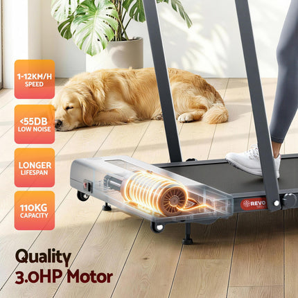 Everfit Treadmill Electric Walking Pad Incline Under Desk 380mm Grey.