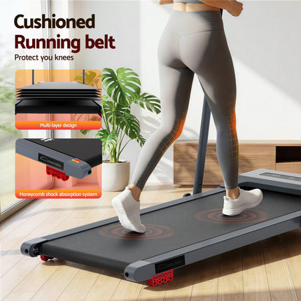 Everfit Treadmill Electric Walking Pad Incline Under Desk 380mm Grey.