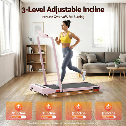 Everfit Treadmill Electric Walking Pad Incline Under Desk 380mm Pink.