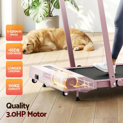 Everfit Treadmill Electric Walking Pad Incline Under Desk 380mm Pink.
