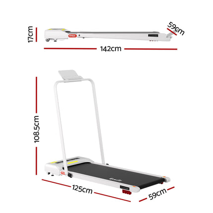 Everfit Treadmill Electric Walking Pad Incline Under Desk 380mm White.