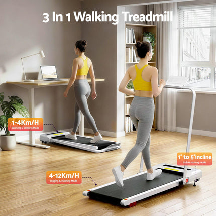 Everfit Treadmill Electric Walking Pad Incline Under Desk 380mm White.