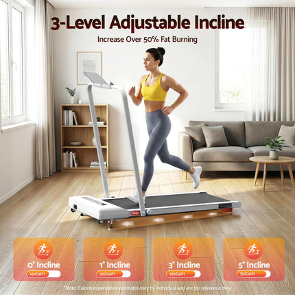 Everfit Treadmill Electric Walking Pad Incline Under Desk 380mm White.