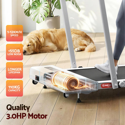 Everfit Treadmill Electric Walking Pad Incline Under Desk 380mm White.