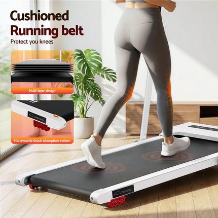 Everfit Treadmill Electric Walking Pad Incline Under Desk 380mm White.