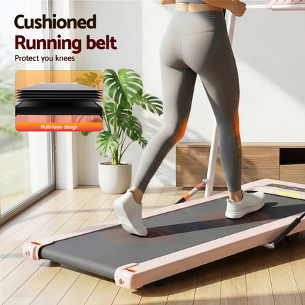Everfit Treadmill Electric Walking Pad Under Desk Home Gym Fitness 400mm Pink.