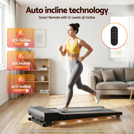 Everfit 3 in 1 Walking Pad Treadmill 20% Auto Incline Under Desk Treadmills for Home Gym With 40cm Wide Belt.