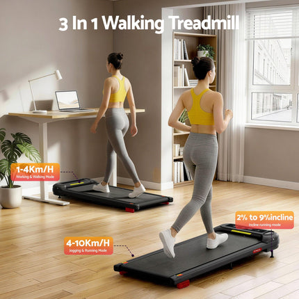 Everfit Treadmill Electric Walking Pad with Incline Under Desk Home Gym Black.