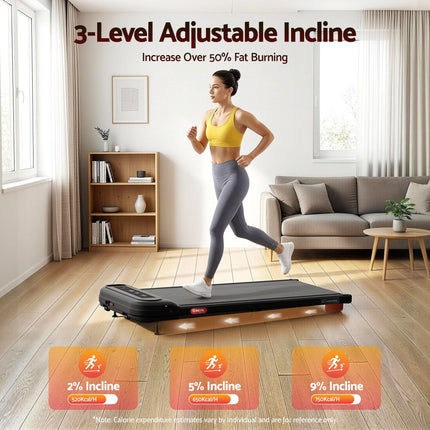 Everfit Treadmill Electric Walking Pad with Incline Under Desk Home Gym Black.
