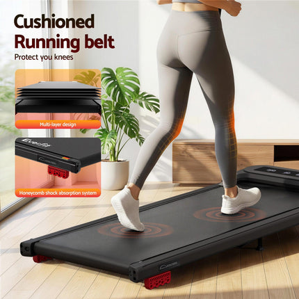 Everfit Treadmill Electric Walking Pad with Incline Under Desk Home Gym Black.