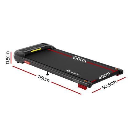 Everfit Treadmill Electric Walking Pad with Incline Under Desk Home Gym Black.