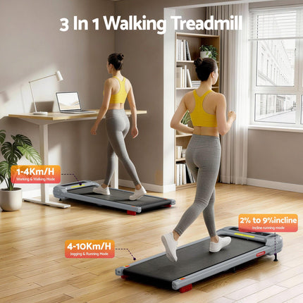 Everfit Treadmill Electric Walking Pad with Incline Under Desk Home Gym Grey.