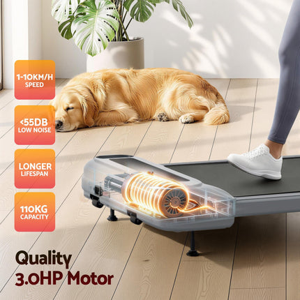 Everfit Treadmill Electric Walking Pad with Incline Under Desk Home Gym Grey.