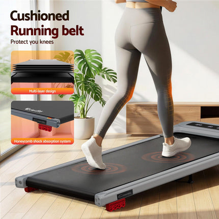 Everfit Treadmill Electric Walking Pad with Incline Under Desk Home Gym Grey.