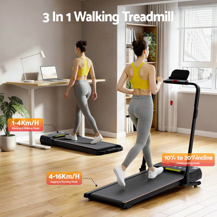 Everfit 3 in 1 Walking Pad Treadmill 20% Auto Incline Under Desk Foldable Treadmills for Home With 40cm Wide Belt.