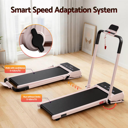 Everfit 3 in 1 Walking Pad Treadmill 20% Auto Incline Under Desk Foldable Treadmills for Home With 40cm Wide Belt Pink