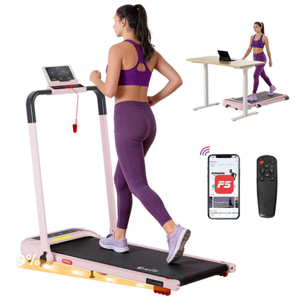 Everfit Treadmill Electric Walking Pad with Incline Foldable for Home Gym Pink.