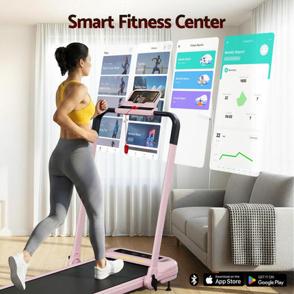 Everfit Treadmill Electric Walking Pad with Incline Foldable for Home Gym Pink.