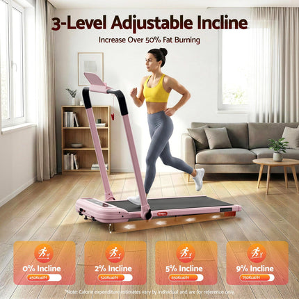 Everfit Treadmill Electric Walking Pad with Incline Foldable for Home Gym Pink.