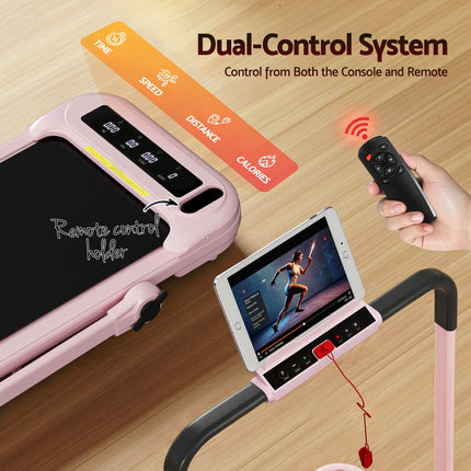 Everfit Treadmill Electric Walking Pad with Incline Foldable for Home Gym Pink.