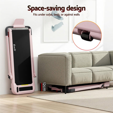 Everfit Treadmill Electric Walking Pad with Incline Foldable for Home Gym Pink.